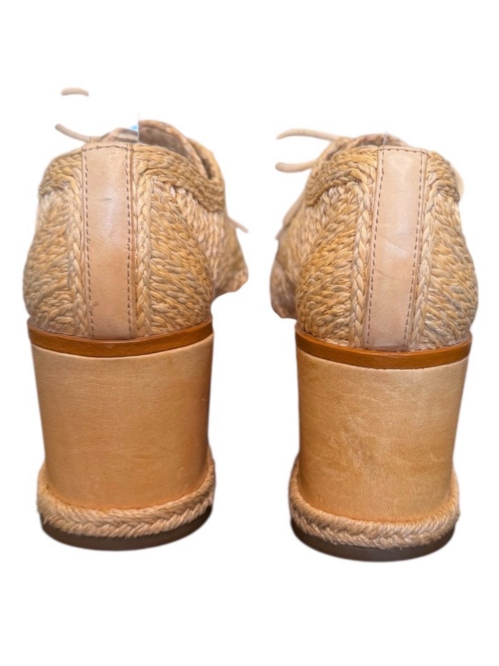 SCHUTZ size 6.5 RARE raffia metal platform lace up espadrilles Oxford shoes - Picture 7 of 11